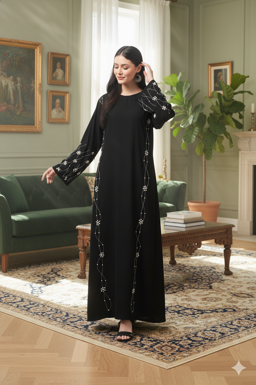 The Mushk Hand Embroided Abaya