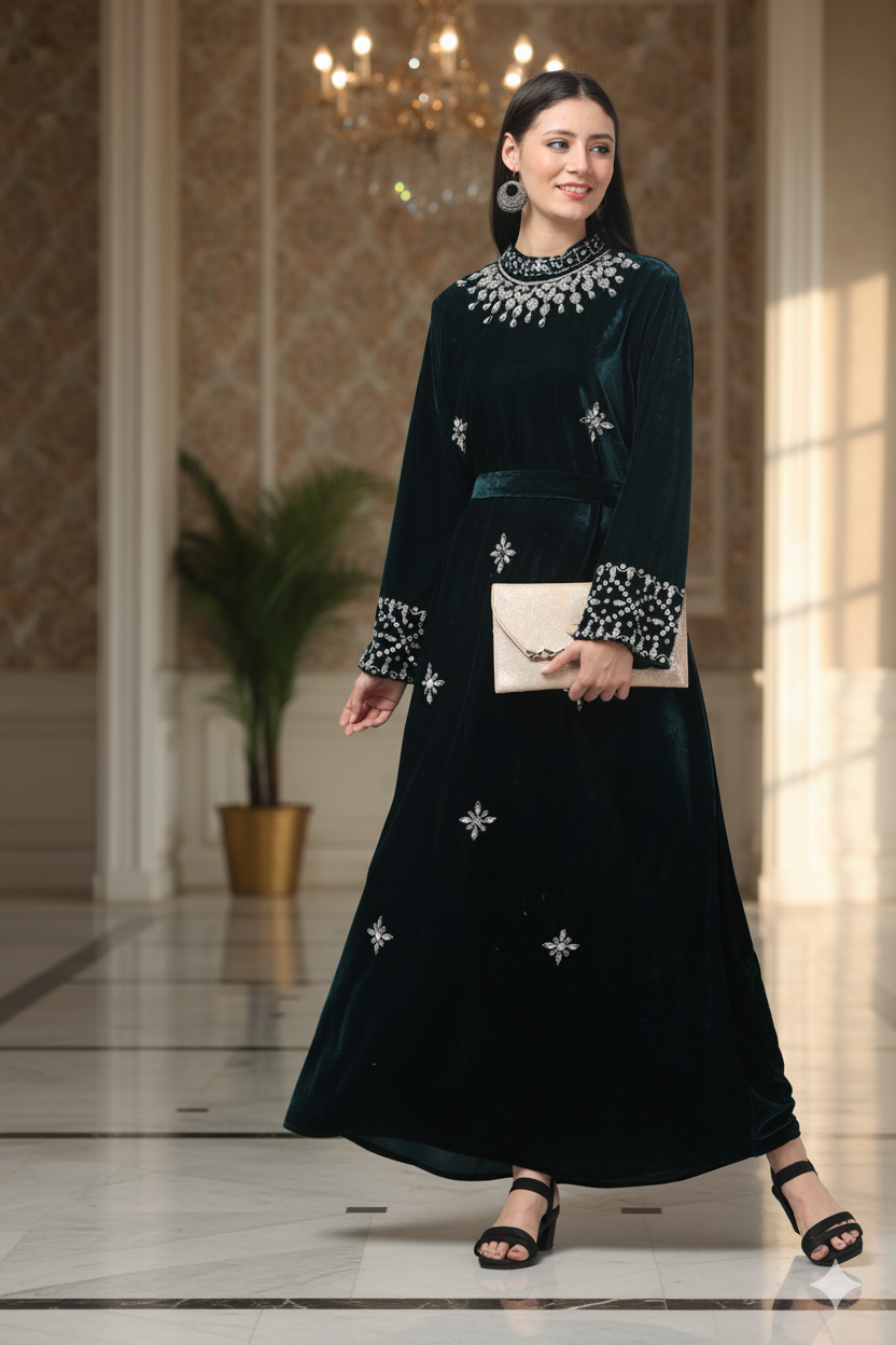 Luxury Hand-Embroidered Abaya – Modest Glamour Redefined