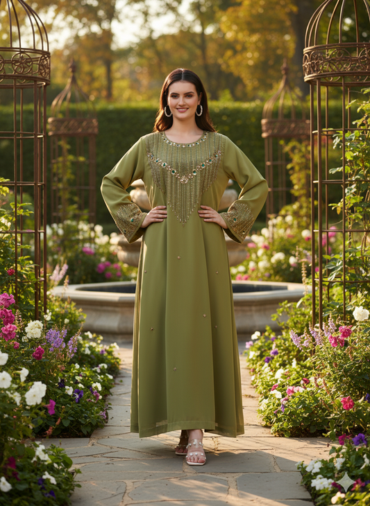 The Mushk Signature Abaya – Hand Embroidery with Royal Detailing