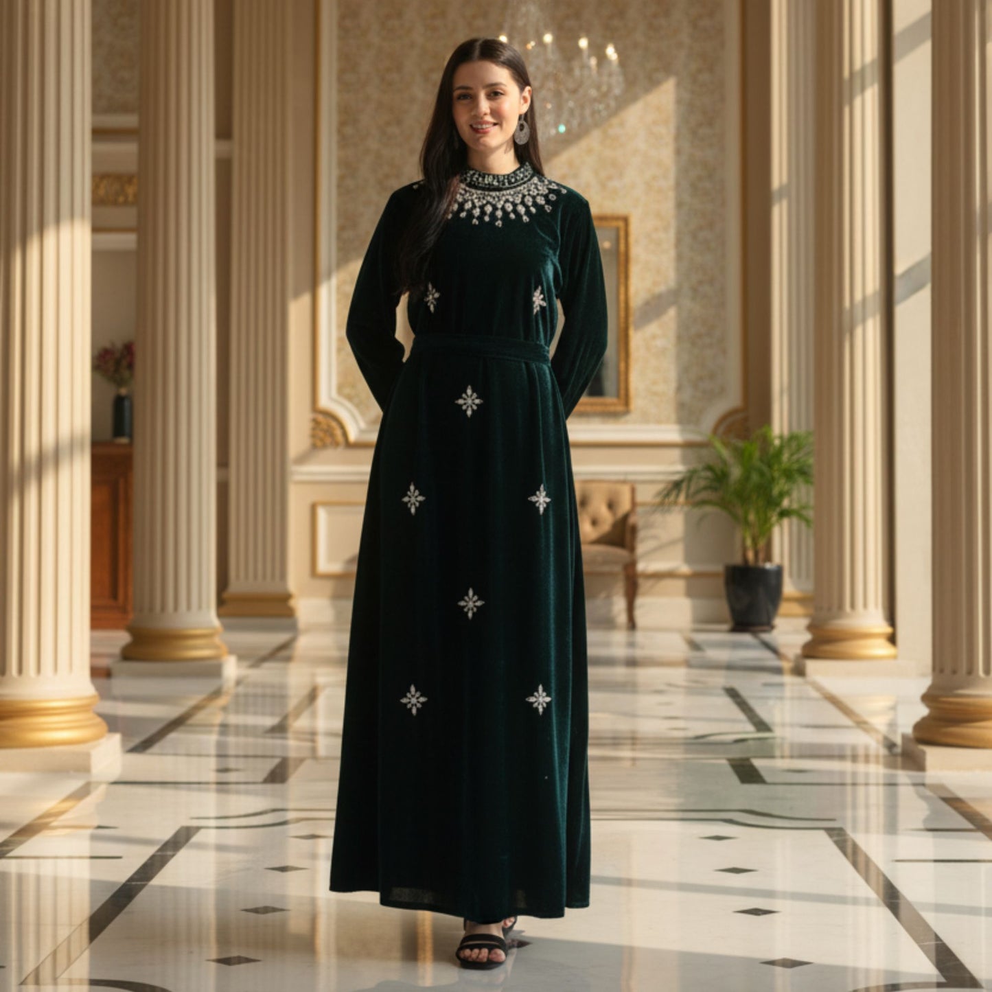 Luxury Hand-Embroidered Abaya – Modest Glamour Redefined